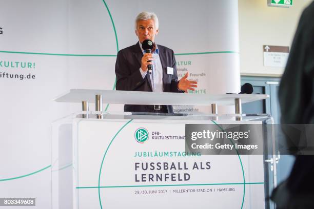 Vice President Social and Societypolitics Eugen Gehlenborg looks on during the DFB Culture Foundation - Jubilee Meeting at Millerntor Stadium on June...