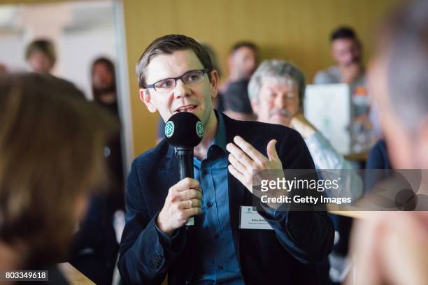 Dr. Henry Wahlig of the german soccermuseum talks during the DFB Culture Foundation - Jubilee Meeting at Millerntor Stadium on June 29, 2017 in...