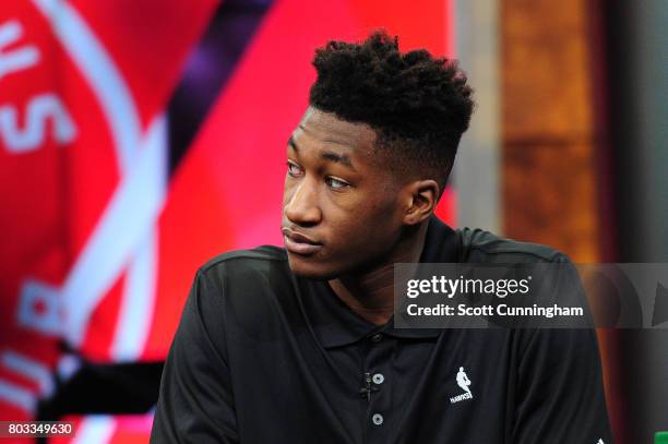 The Atlanta Hawks introduces new draft picks John Collins, Tyler Dorsey, and Alpha Kaba during a Press Conference on June 26, 2017 at Fox Studios in...
