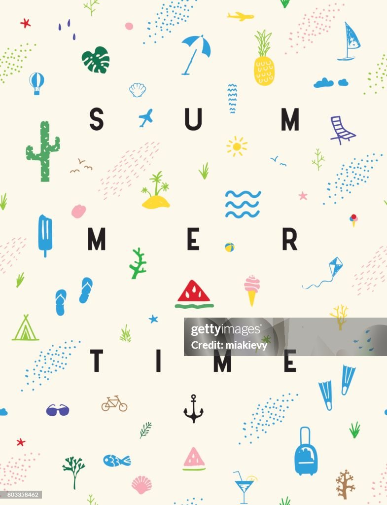 Summertime seamless pattern poster