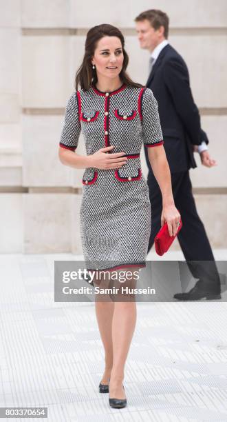 Catherine, Duchess of Cambridge makes an official visit to the new V&A exhibition road quarter at Victoria & Albert Museum on June 29, 2017 in...