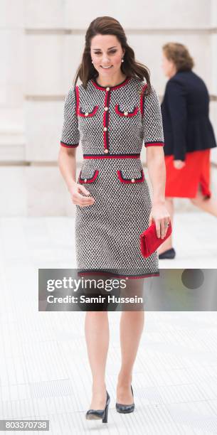 Catherine, Duchess of Cambridge makes an official visit to the new V&A exhibition road quarter at Victoria & Albert Museum on June 29, 2017 in...