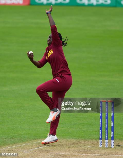 West Indies captain Stafanie Taylor in action during the ICC Women's World Cup 2017 match between West Indies and India at The County Ground on June...