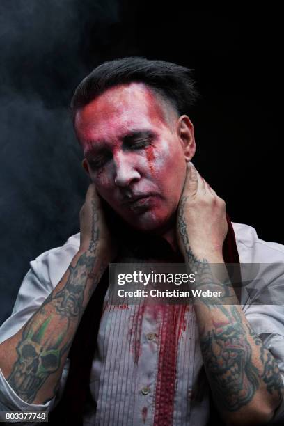 Singer Marilyn Manson photographed for Details Magazine on November 22 in Los Angeles, California.