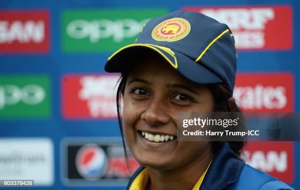 Inoka Ranaweera of Sri Lanka during the ICC Women's World Cup 2017 match between Sri Lanka and Australia on June 29, 2017 in Bristol, England.