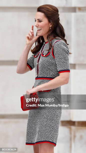 Catherine, Duchess of Cambridge visits the new V&A Exhibition Road Quarter at the Victoria & Albert Museum on June 29, 2017 in London, England. The...