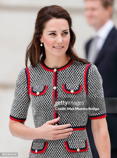 Catherine, Duchess of Cambridge visits the new V&A Exhibition Road Quarter at the Victoria & Albert Museum on June 29, 2017 in London, England. The...