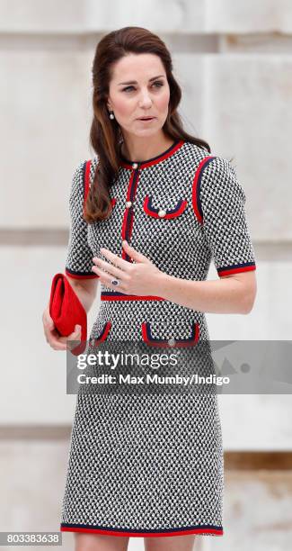 Catherine, Duchess of Cambridge visits the new V&A Exhibition Road Quarter at the Victoria & Albert Museum on June 29, 2017 in London, England. The...