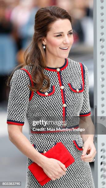 Catherine, Duchess of Cambridge visits the new V&A Exhibition Road Quarter at the Victoria & Albert Museum on June 29, 2017 in London, England. The...
