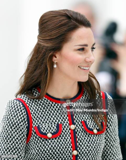 Catherine, Duchess of Cambridge visits the new V&A Exhibition Road Quarter at the Victoria & Albert Museum on June 29, 2017 in London, England. The...