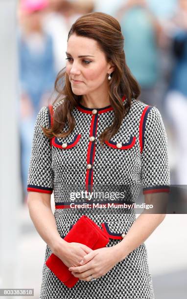 Catherine, Duchess of Cambridge visits the new V&A Exhibition Road Quarter at the Victoria & Albert Museum on June 29, 2017 in London, England. The...