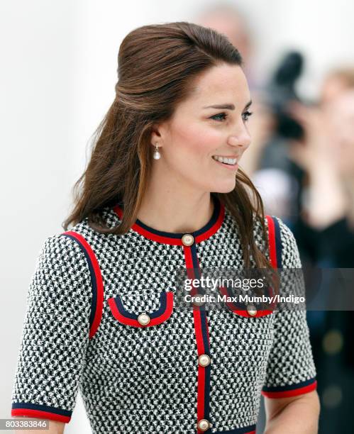 Catherine, Duchess of Cambridge visits the new V&A Exhibition Road Quarter at the Victoria & Albert Museum on June 29, 2017 in London, England. The...