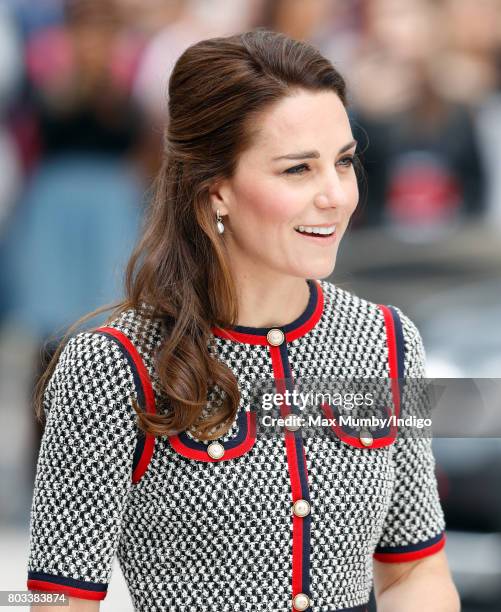 Catherine, Duchess of Cambridge visits the new V&A Exhibition Road Quarter at the Victoria & Albert Museum on June 29, 2017 in London, England. The...