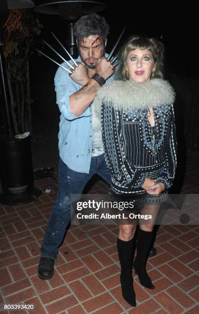 Cosplayer Jim Logan as Wolverine poses with Kimmy Robertson at the 43rd Annual Saturn Awards - After Party held at The Castaway on June 28, 2017 in...