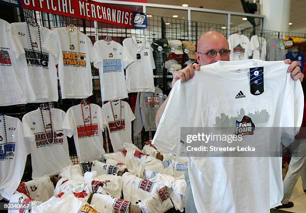 Man sells shirts before the start of the Davidson Wildcats game against the Gonzaga Bulldogs during the first round of the 2008 NCAA Men's Basketball...