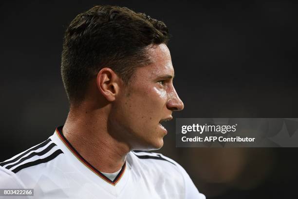 Germany's midfielder Julian Draxler reacts during the 2017 FIFA Confederations Cup semi-final football match between Germany and Mexico at the Fisht...