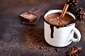 Homemade spicy hot chocolate with cinnamon