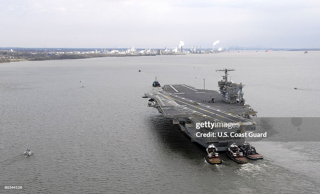 USS John F. Kennedy Towed To Navy Inactive Ships Maintenance Facility