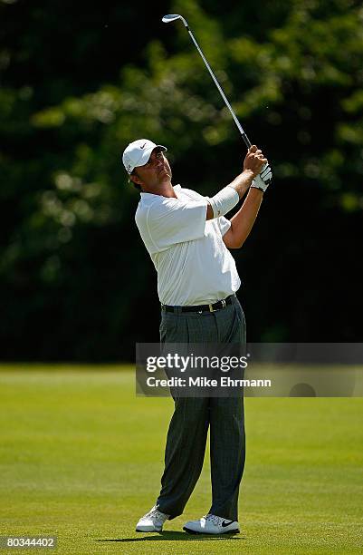 Bo Van Pelt hits his approach on the 12th hole during the third round of the Puerto Rico Open presented by Banco Popular held on March 22, 2008 at...