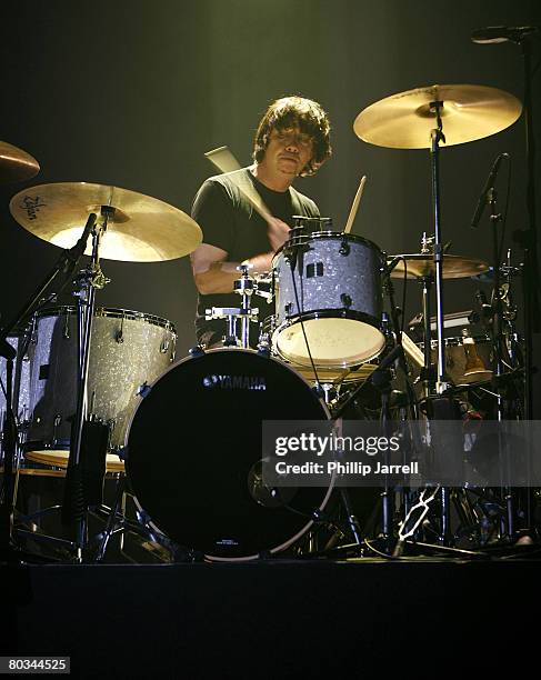 Musician Matt Flynn of Maroon 5 performs on stage at the Shanghai International Gymnastic Center March 22, 2008 in Shanghai, China.