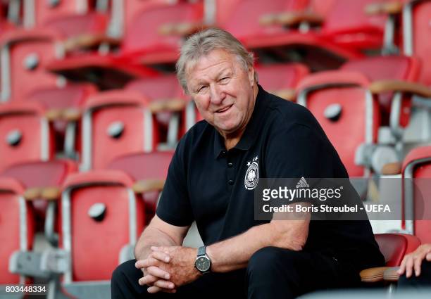 Horst Hrubesch looks on during the MD-1 training session of the U21 national team of Germany at Krakow stadium on June 29, 2017 in Krakow, Poland.