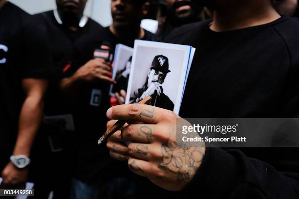 Friends and admirers of Prodigy gather outside of the Frank E. Campbell Funeral Chapel in New York City for the hip hop icon's funeral on June 29,...