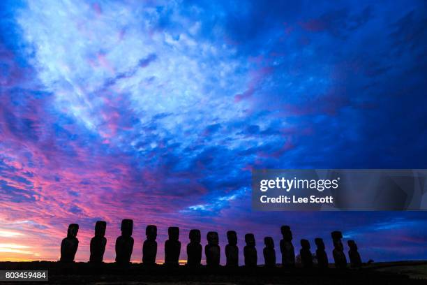 moonlight blues-- rapa nui blue - hanga roa stock pictures, royalty-free photos & images