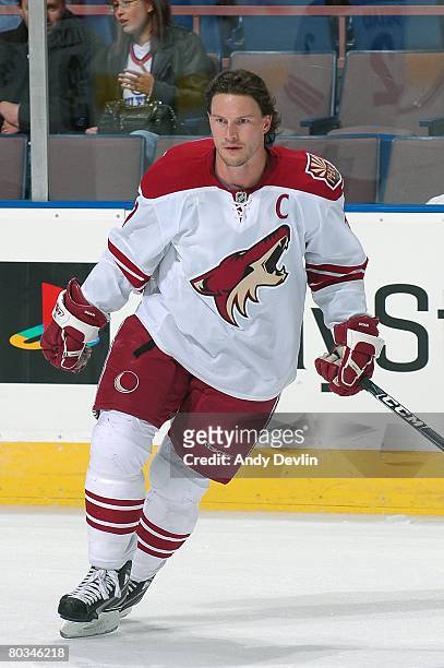 Shane Doan of the Phoenix Coyotes warms up before a game against the Edmonton Oilers on March 18, 2008 in Edmonton, Alberta, Canada.