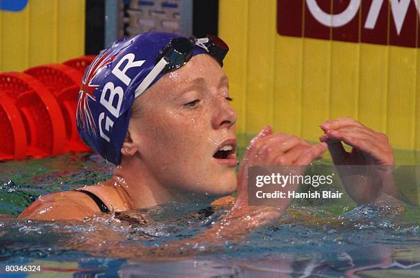 Kirsty Balfour of Great Britain after finishing fifth in the final of the Women's 200m Breaststroke during day ten of the 29th LEN European...