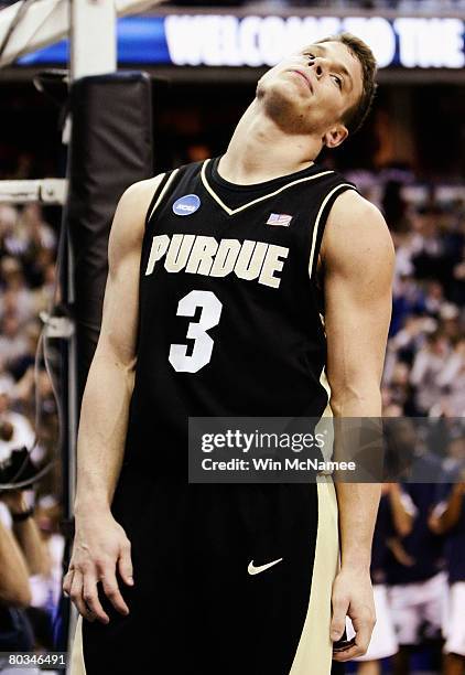 Chris Kramer of the Purdue Boilermakers reacts after a play in the second half against the Xavier Musketeers during the second round of the West...