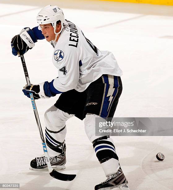 Vincent Lecavalier of the Tampa Bay Lightning handles the puck against the Florida Panthers at the Bank Atlantic Center March 22, 2008 in Sunrise,...