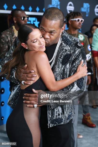 Television personality Rocsi Diaz and music artist Busta Rhymes arrives at the 2017 BET Awards at Microsoft Theater on June 25, 2017 in Los Angeles,...