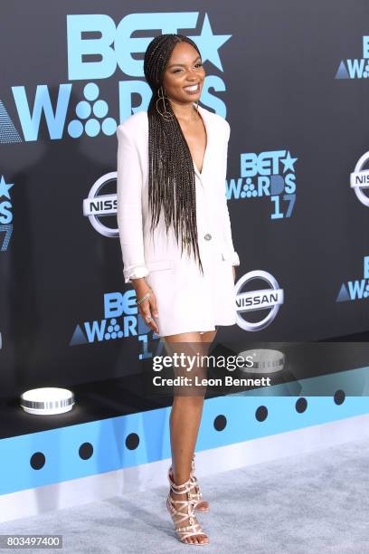 Actress Sierra McClain arrives at the 2017 BET Awards at Microsoft Theater on June 25, 2017 in Los Angeles, California.