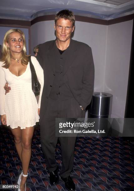 Actor Dolph Lundgren and wife Anette Qviberg attend the "Johnny Mnemonic" New York City Premiere on May 22, 1995 at Sony 19th Street Theater in New...