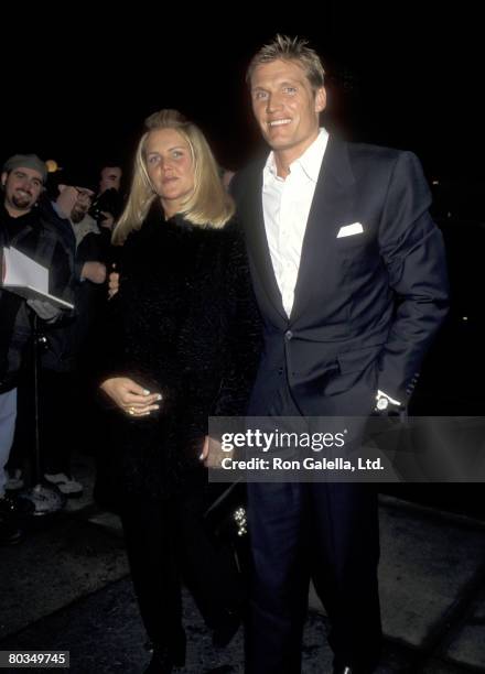 Actor Dolph Lundgren and wife Anette Qviberg attends the "Dolls Have a Heart" Gala to Benefit amfAR on February 14, 1996 at Roseland in New York...