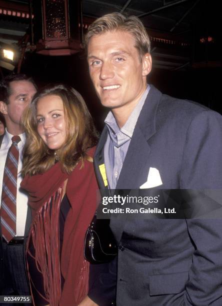 Actor Dolph Lundgren and wife Anette Qviberg attend the "Nowhere to Run" Hollywood Premiere on January 12, 1993 at Mann's Chinese Theatre in...