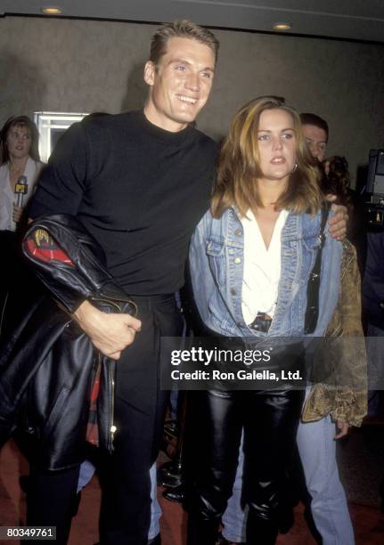 Actor Dolph Lundgren and wife Anette Qviberg attend the "Passenger 57" Westwood Premiere on November 5, 1992 at Mann Bruin Theatre in Westwood,...