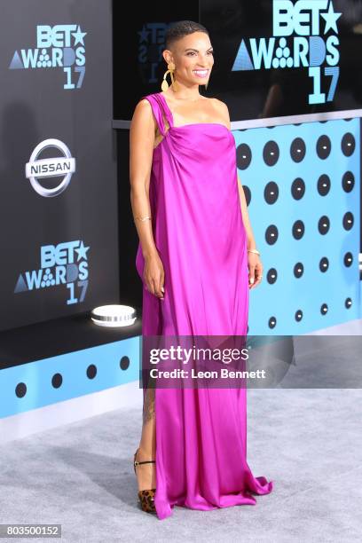 Music artist Goapele arrives at the 2017 BET Awards at Microsoft Theater on June 25, 2017 in Los Angeles, California.