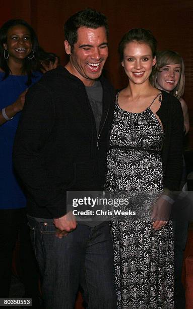 Cash Warren, left, and actress Jessica Alba attends NBA player Baron Davis' birthday at Stone Rose Lounge on March 22, 2008 in Beverly Hills, CA.