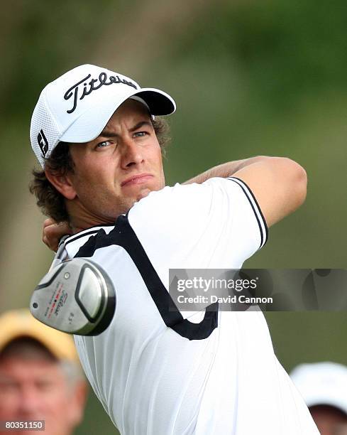 Adam Scott of Australia drives at the 17th hole during the completion of the third round of the 2008 World Golf Championships CA Championship at the...