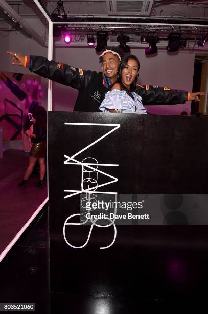 Jordan Stephens from Rizzle Kicks and Maya Jama attend cosmetics brand NARs summer party alongside VIP friends and fans of the brand at Protein on...