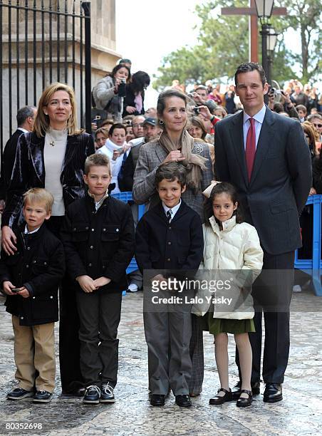 Princess Cristina of Spain, Princess Elena of Spain, Inaki Urdangarin and children Miguel Urdangarin, Juan Valentin Urdangarin, Froilan and Victoria...