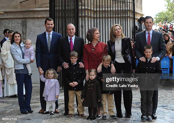 Princess Letizia of Spain, Infanta Sofia of Spain, Prince Felipe of Spain, Infanta Leonor, King Juan Carlos I of Spain, Pablo Nicolas Urdangarin,...