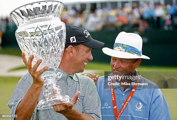 Greg Kraft is congratulated by Chi Chi Rodriguez after winning the Puerto Rico Open presented by Banco Popular held on March 23, 2008 at Coco Beach...