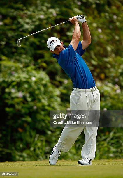 Ryan Blaum hits his tee shot on the 7th hole during the final round of the Puerto Rico Open presented by Banco Popular held on March 23, 2008 at Coco...