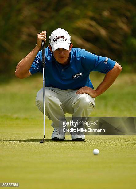 Ryan Blaum lines up a putt on the 7th hole during the final round of the Puerto Rico Open presented by Banco Popular held on March 23, 2008 at Coco...