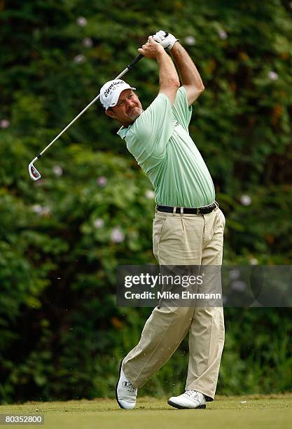 Jerry Kelly hits his tee shot on the 7th hole during the final round of the Puerto Rico Open presented by Banco Popular held on March 23, 2008 at...