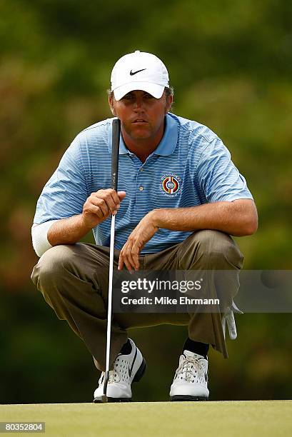 Bo Van Pelt lines up a putt on the 12th hole during the final round of the Puerto Rico Open presented by Banco Popular held on March 23, 2008 at Coco...