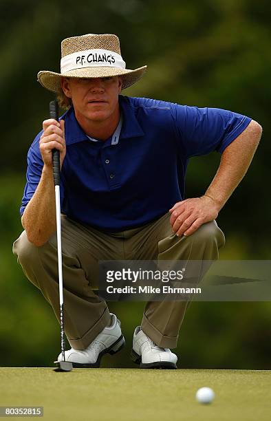 Briny Baird lines up a putt on the 11th hole during the final round of the Puerto Rico Open presented by Banco Popular held on March 23, 2008 at Coco...