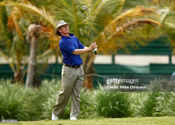 Briny Baird hits his approach shot on the 11th hole during the final round of the Puerto Rico Open presented by Banco Popular held on March 23, 2008...